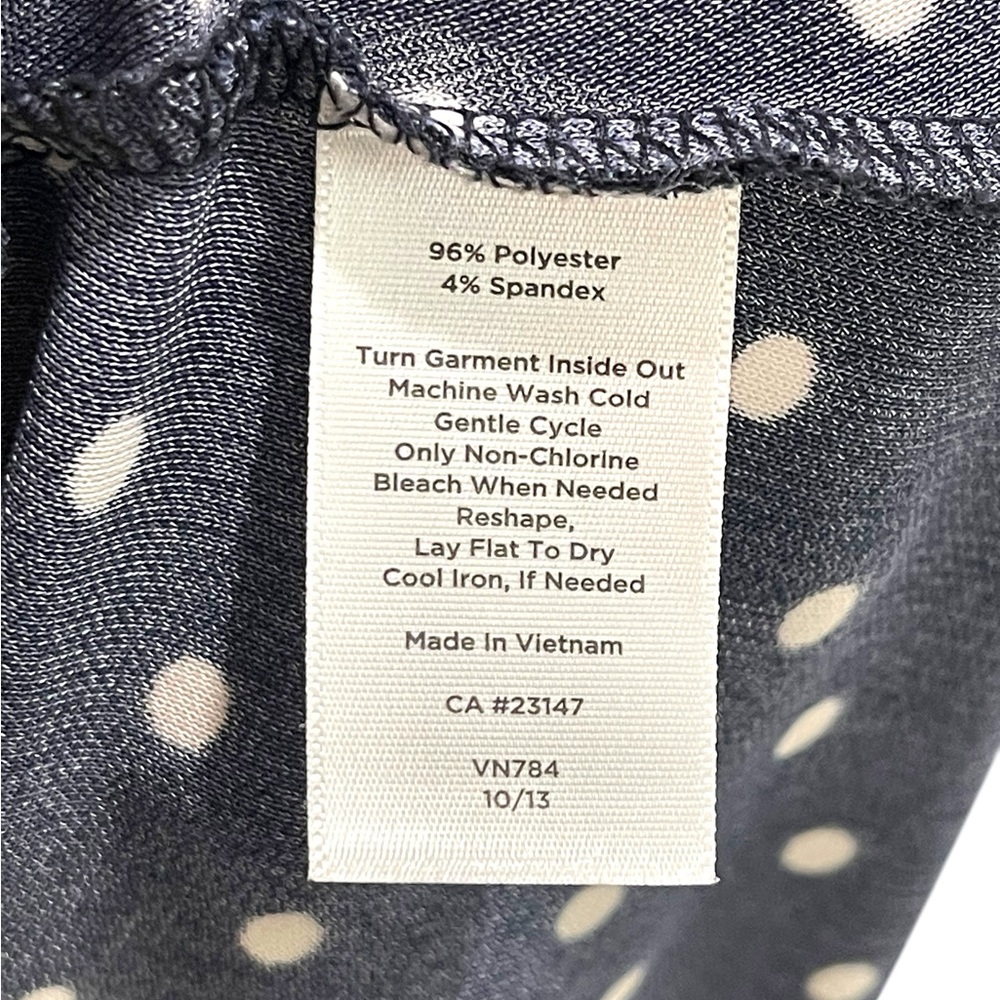 Talbots Polka Dots Ruched Midi Dress Navy Blue & White Woman’s Size XL - Picture 6 of 11